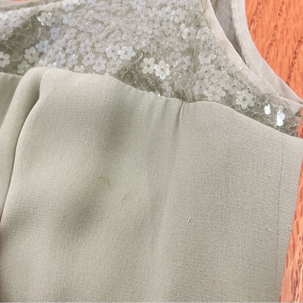 RENA LANGE Y2K Sleeveless Midi Silk Dress Floral Sequins Fairy Ethereal Formal - Picture 13 of 17